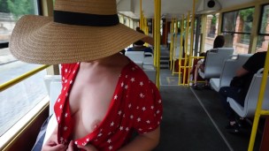 Real Amateur Wife Flashing Tits At Public Transport And Park   Handjob With Cumshot On Boobs!