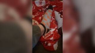 Tiny Feet In Mix Match Socks Rubbing Blanket