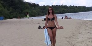 This Teen Nudist Strips Bare At A Public Beach   Video 1