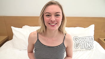 Watch This Tall And Leggy Blonde 19 Yr Old With 32D Titties Suck Cock